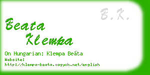 beata klempa business card